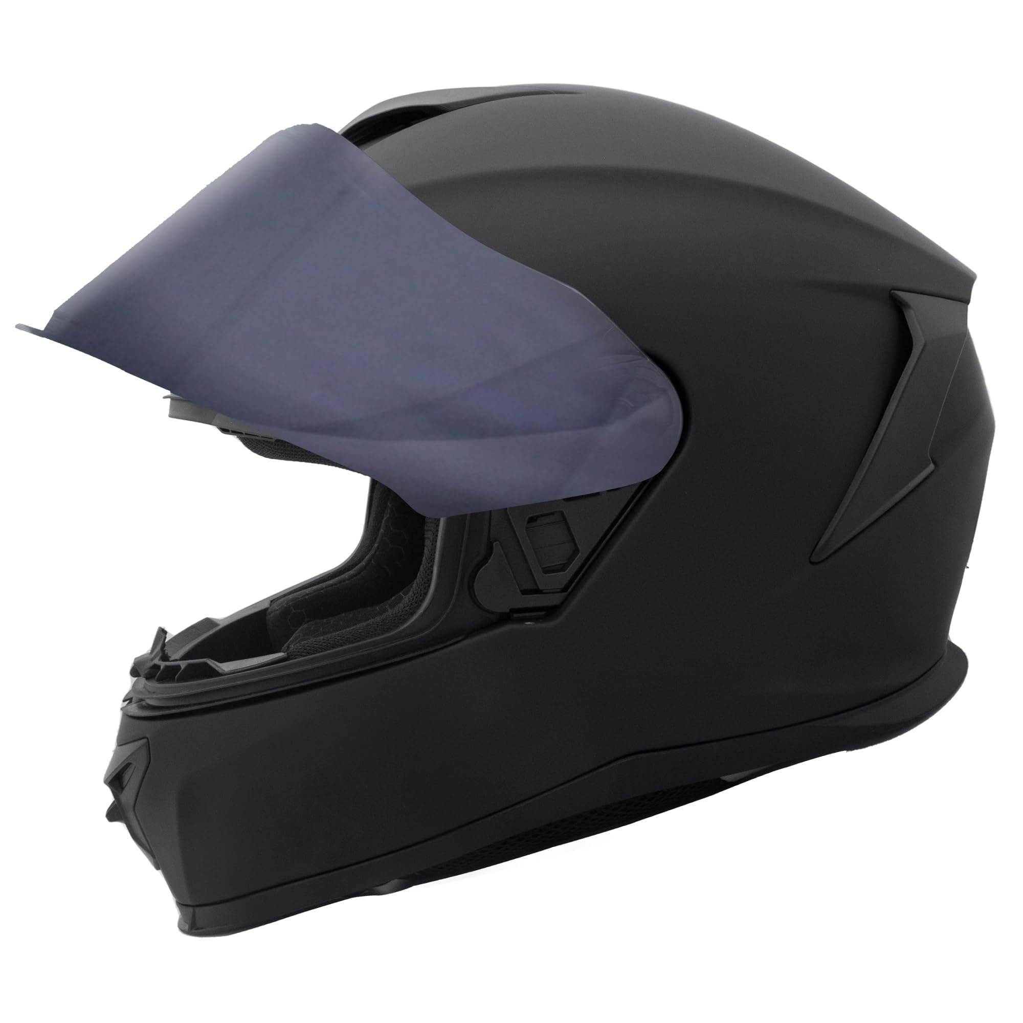 Zorax Falcon Matt Black XXL (63-64cm) Full Face Motorbike Helmet ECE 22.06 Approved + Extra Dark Smoke Visor