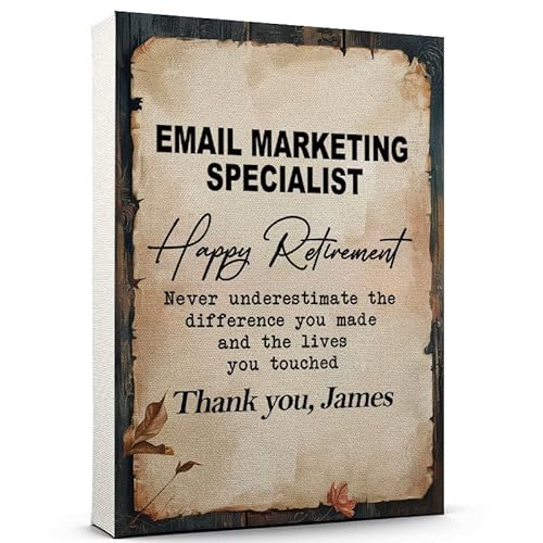 Custom Email Marketing Specialist Retirement Poster, Rustic Vintage Style Email