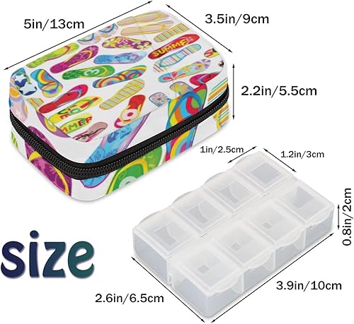 Miniatura 2 de Organizador semanal de medicamentos con chanclas brillantes, contenedor de pastillas de viaje, suplemento portátil, soporte de vitaminas, estuche