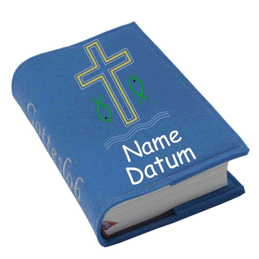 Gotteslob-Hülle Aus Filz Mit Besticktem Namen & Kreuz – Persönliches Geschenk Zur Kommunion Oder Firmung