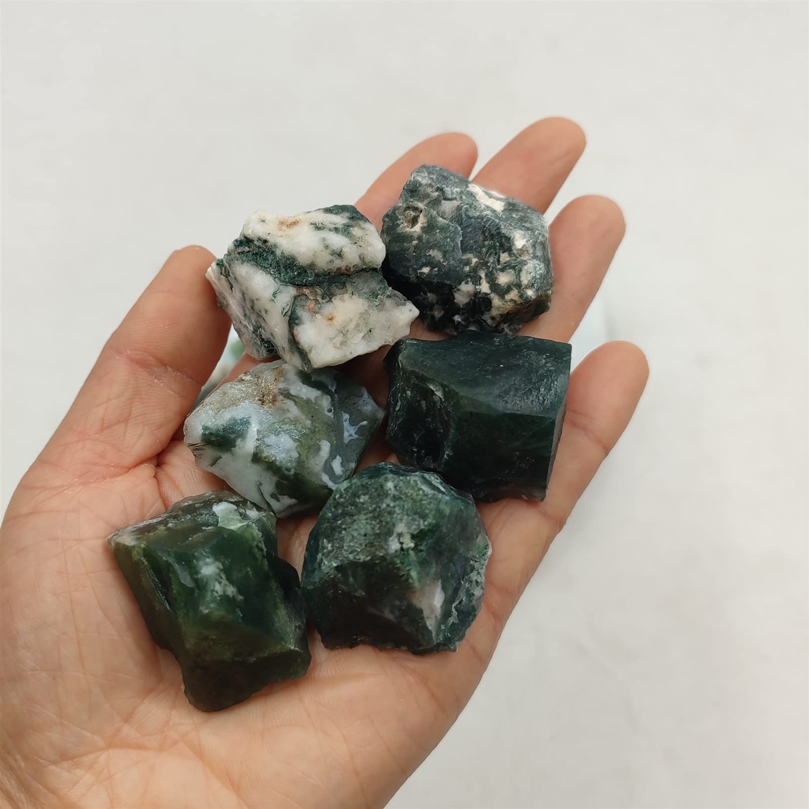 100 g Bulk Natural Raw Moss Agate Pietra Grezza Cristalli di Quarzo Roccia Acquario Decorazione della Stanza di casa Decorazione della Stanza