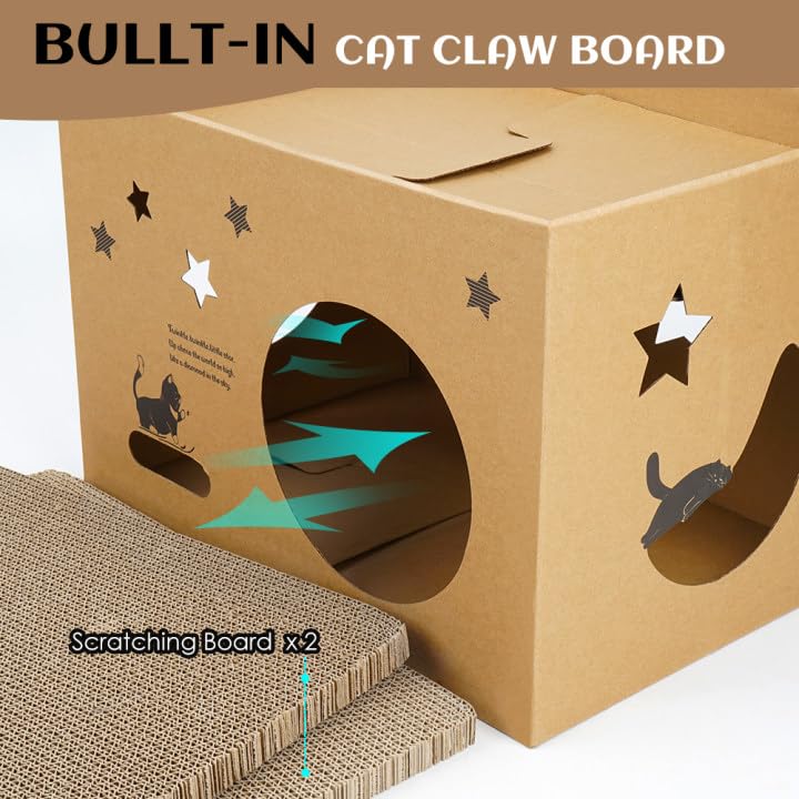 ARGOPET Cat Cardboard House With 2 Scratching Pads - Image 2