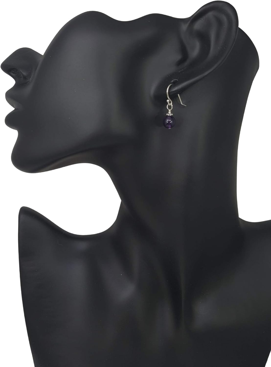 Sterling Silver Amethyst Beaded Drop Earrings, Handmade Gemstone Dangle Jewelry, February Birthstone - Image 4