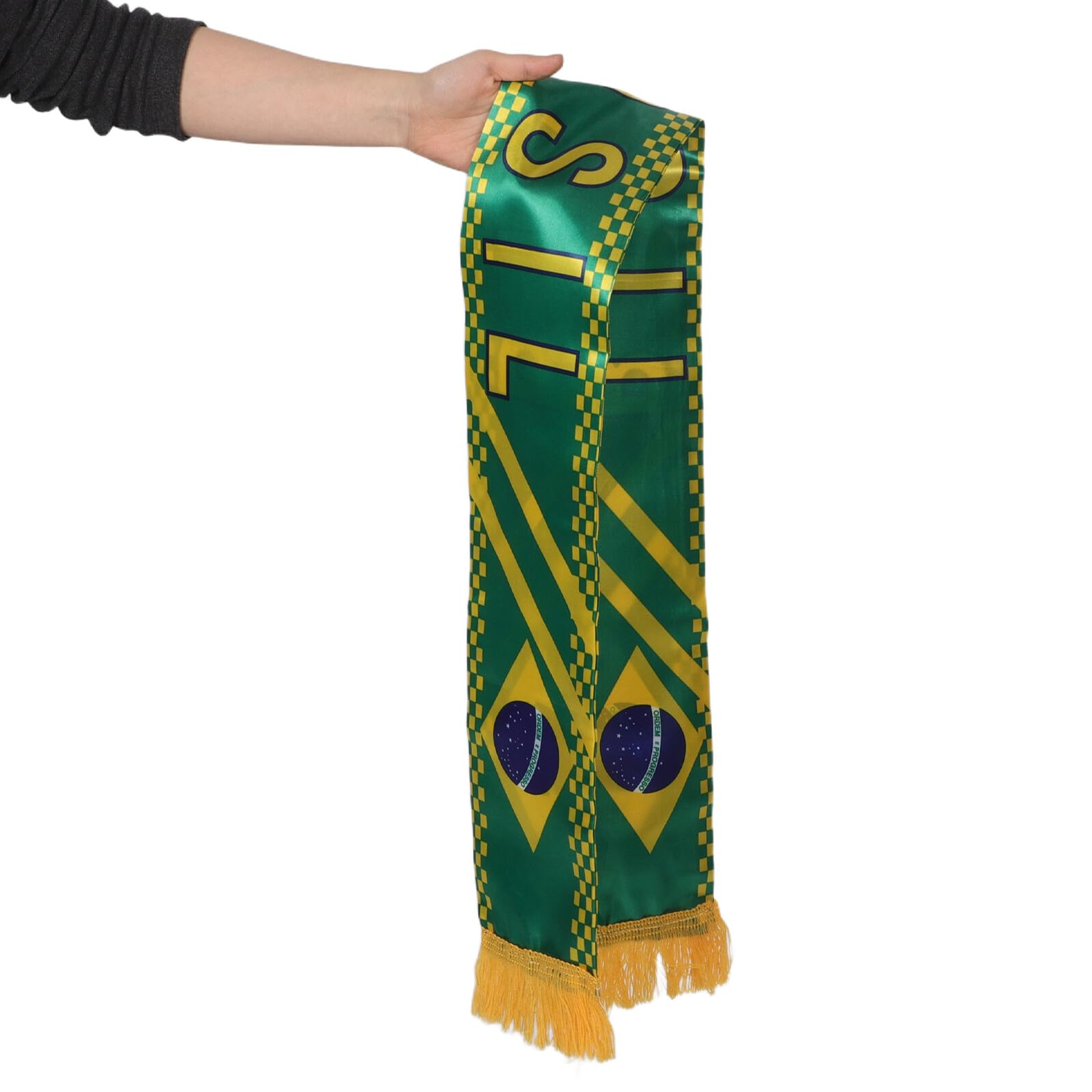 HEMOTON Sciarpa da Tifoso di Calcio Nazionale in Poliestere 53x13 Cm con Motivo Bandiera Brasile, Leggera e Resistente, per Eventi Sportivi e Supporto Squadre Calcio