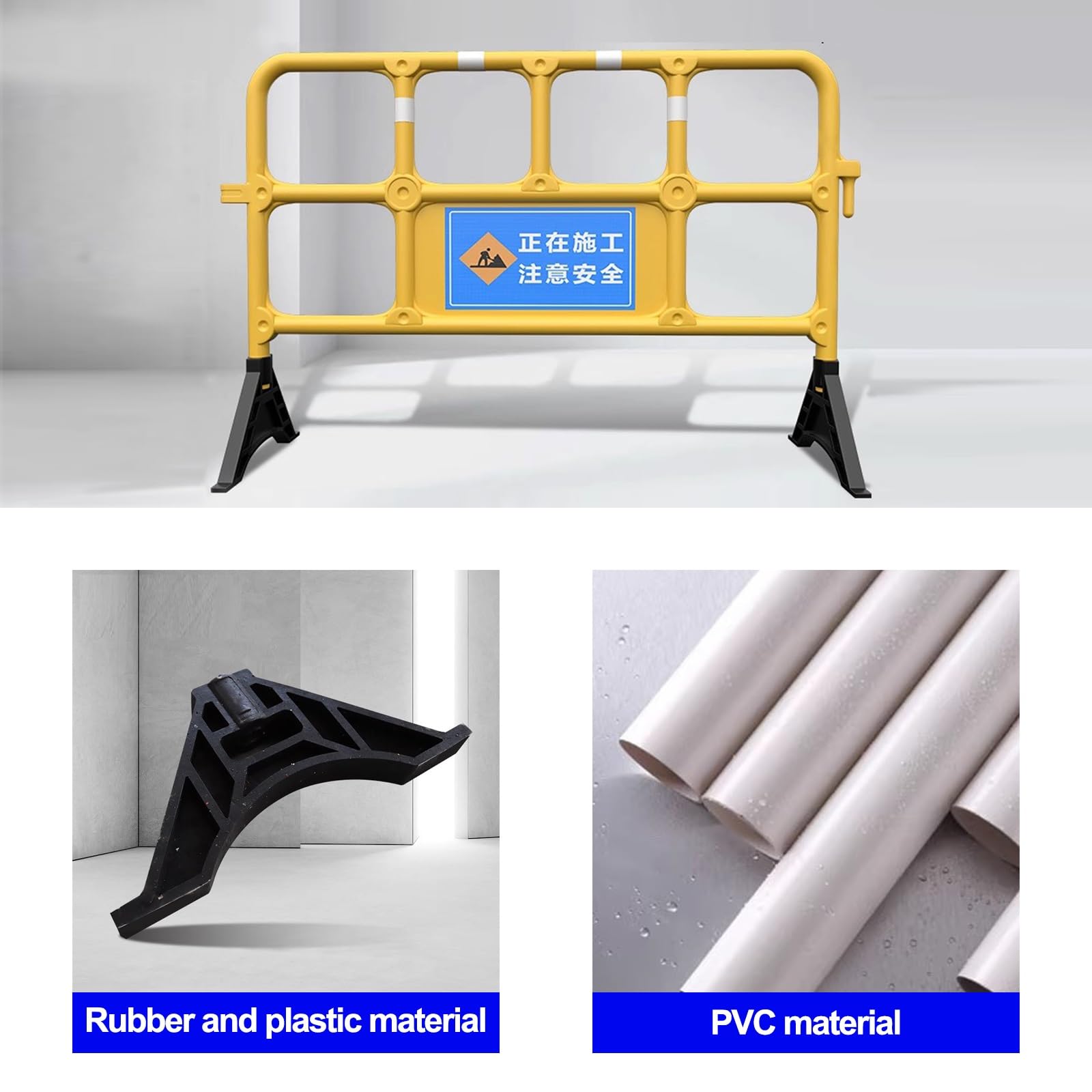 Pali Delimitatori di Traffico Flessibili Paletti Delimitazione Espandibili Barriere Sicurezza Plastica Nastro Riflettente per Vialetti Scale Parcheggi Cantieri Edili(Yellow)