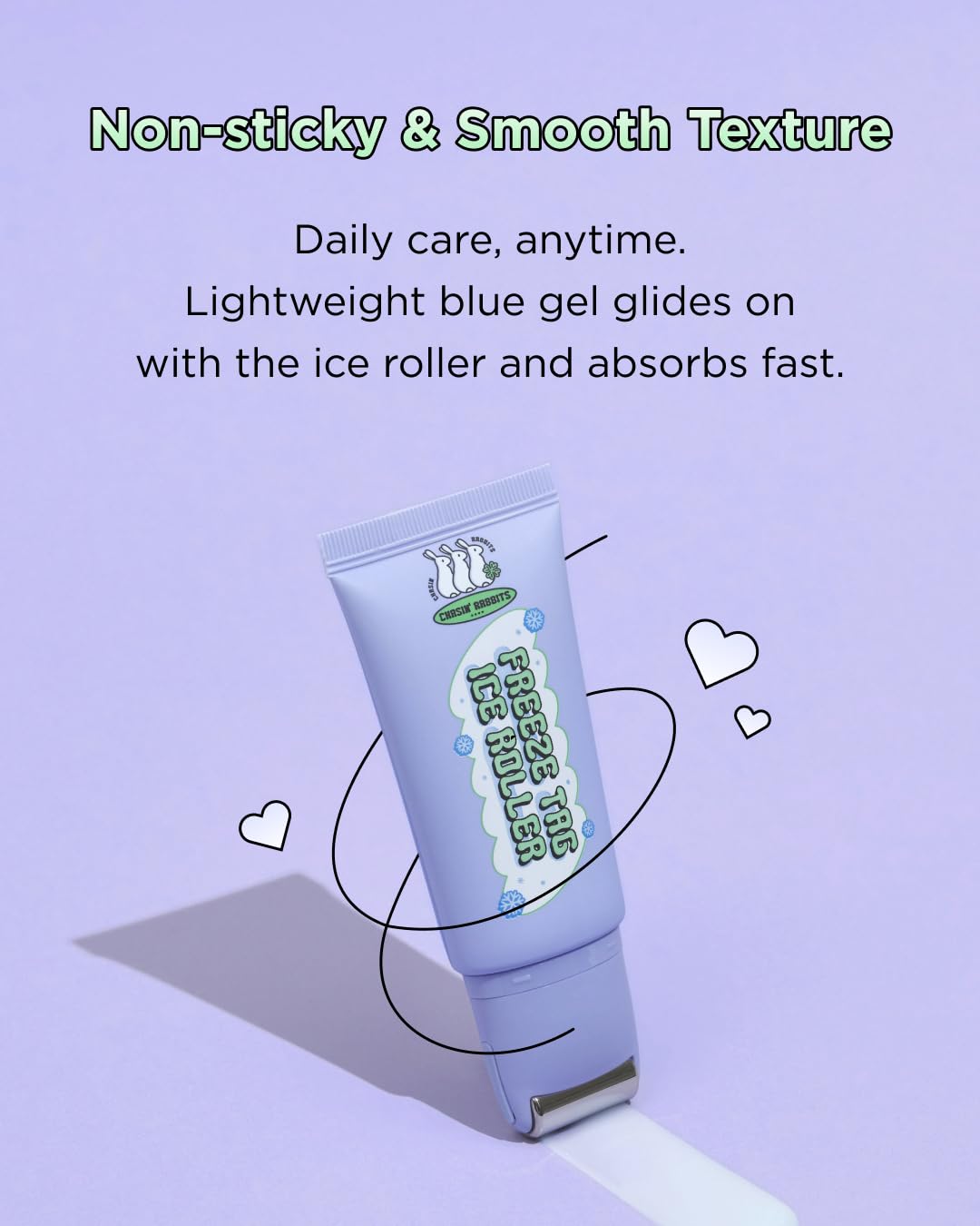 CHASIN' RABBITS Freeze Tag Ice Roller 1.69 fl.oz, Cold Face Roller, Pore Tightening, Skin Firming, Derma Roller, Stainless Steel Gua Sha Gel Serum, Hyaluronic Acid, Corn Mint Extract, Korean Skincare - Image 8