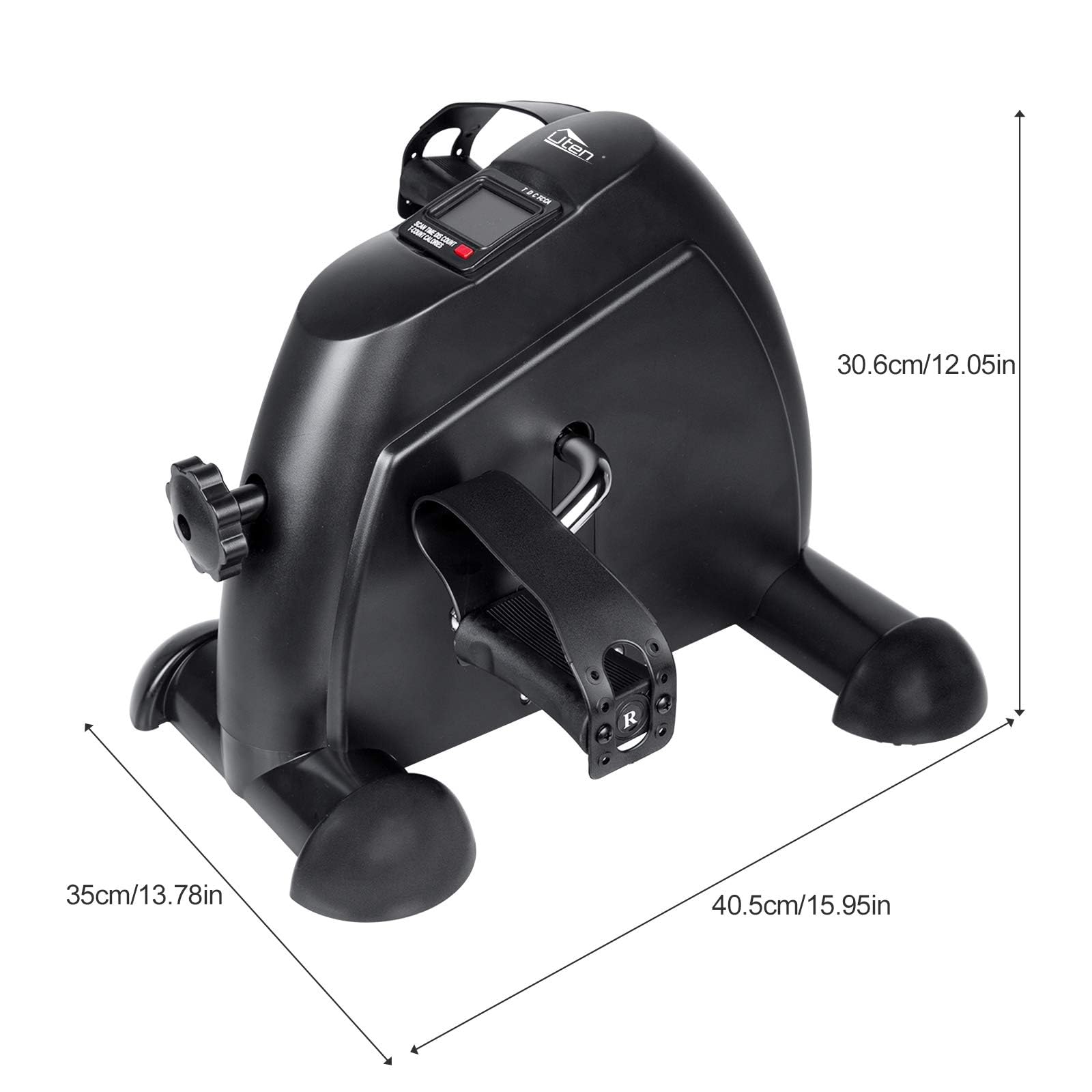 Uten Mini Pedal de Ejercicio Estaticos para Bicicleta de Ejercicio para Brazos y Piernas con Pantalla LCD y Resistencia Ajustable Ciclo de Resistencia （Negro）