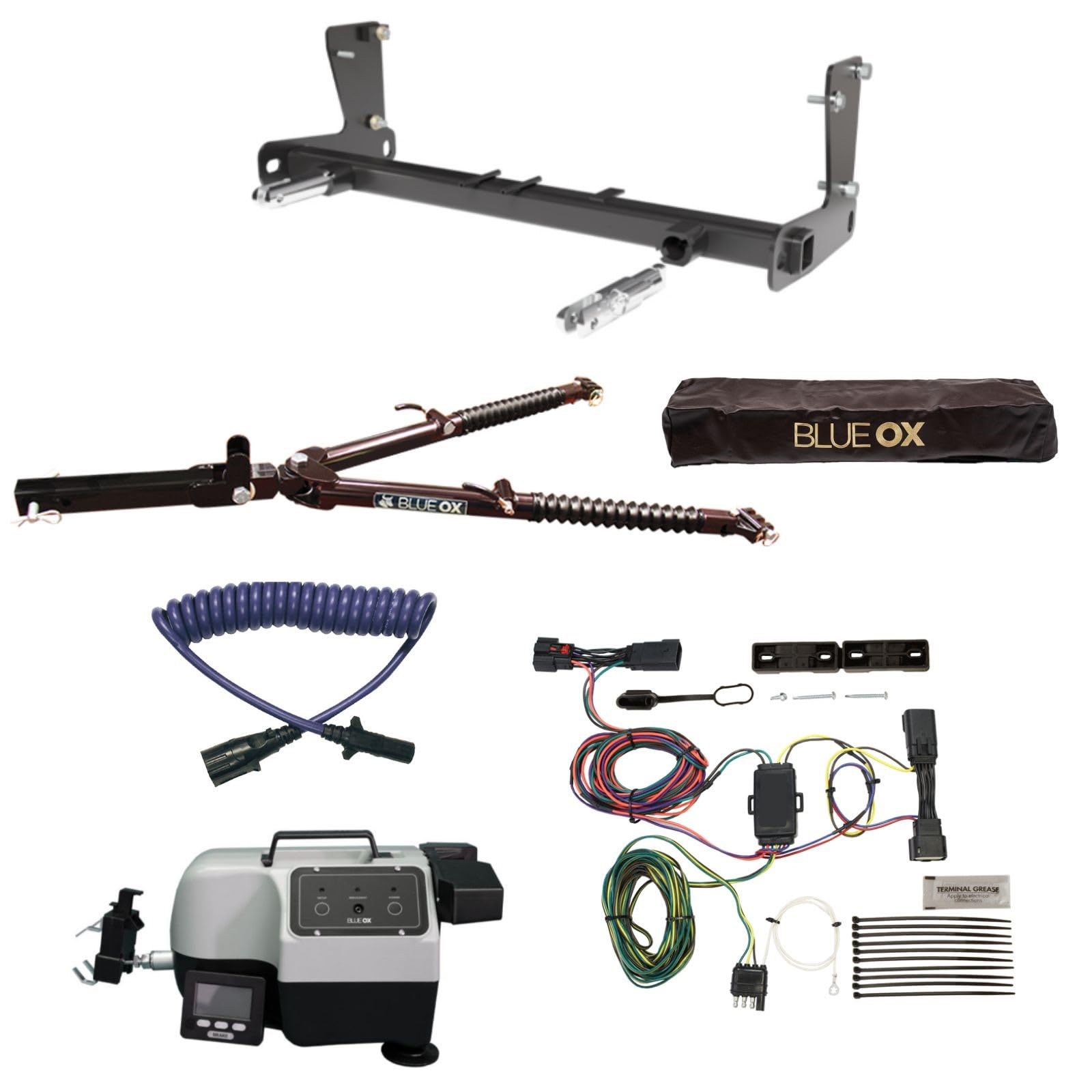 TrendsAuto Blue Ox Ascent Tow Bar & Baseplate Combo with Electrical Cable Extension, EZ Light Wiring & Patriot Flat Tow Brake fits 2018 2025 Wrangler JL | Includes Decal