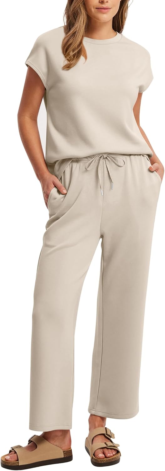 Sampeel Two Piece Sets for Women Summer Vacation Outfits Cap Sleeve Tops Lounge Matching Sets Clothing Beach Fashion Clothes - Image 2