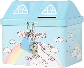 Piggy Bank Unicorn Coin Box Funny Saving Pot with Lock for Girls Kids Birthday Gifts