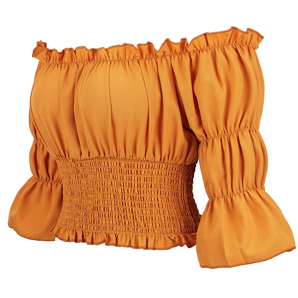 Hengzhifeng Renaissance Shirt Women Off Shoulder Blouse XL Turmeric