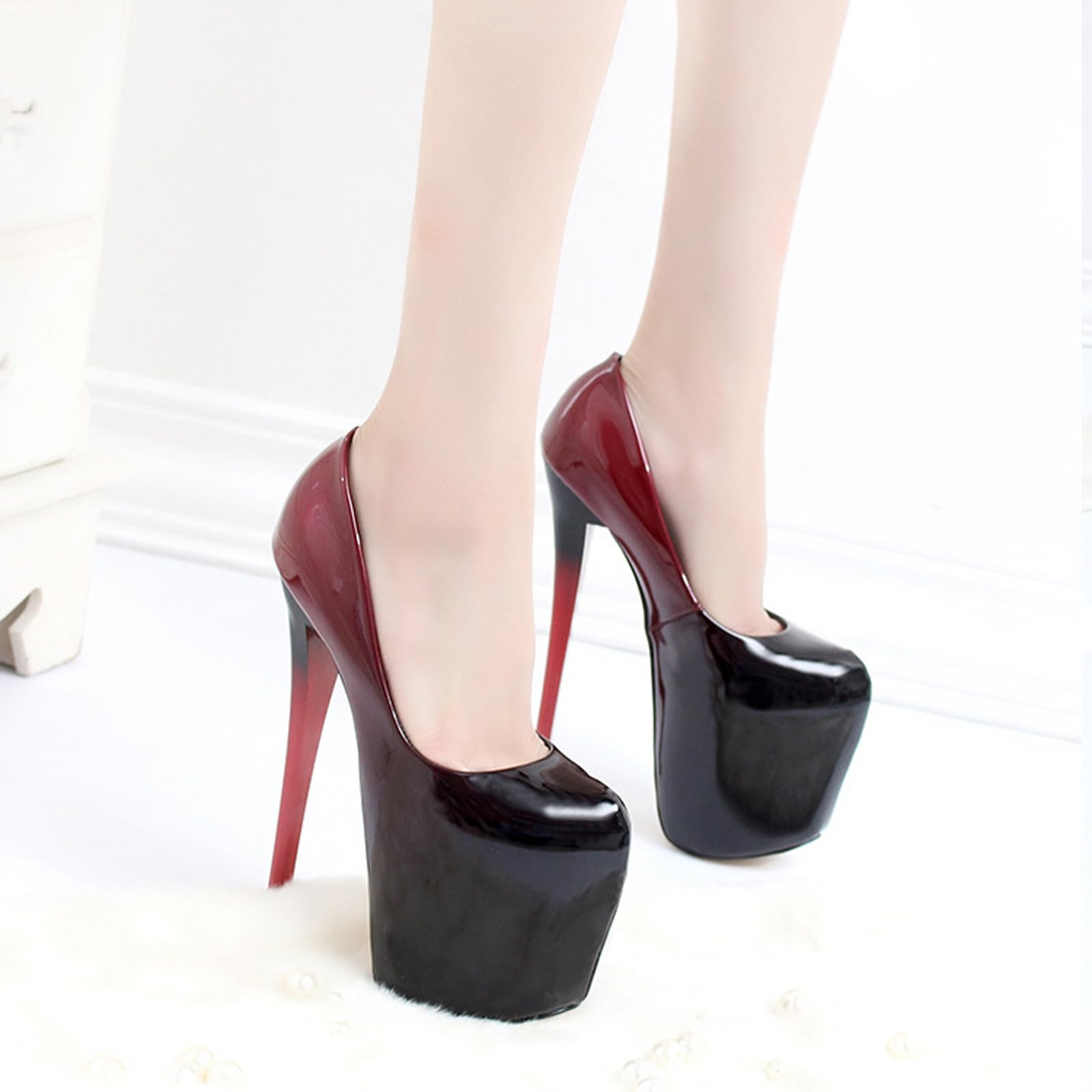 Sandali con Plateau Extra Large da Donna, Punta Rotonda, 19 cm/8 Pollici. Tacchi Alti Sexy, Adatti per Matrimoni, Appuntamenti, Ballo di fine Anno