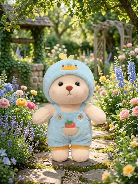 Image of RVA Soft Toy Cute Duck Hoodie Teddy Bear Soft Stuffed Animal Doll 30 CM for Kids, Babies & Toddlers | Huggable Cuddly Plush Gift for Boys & Girls (Sky Blue)