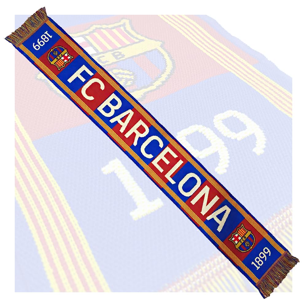 Bufanda, Bandera Gorro Oficiales de Equipos de Fútbol, Equipación Oficial Fútbol, Regalo de Equipo de Equipación (FR/ES, Letras, Talla única, Bufanda, Barcelona)