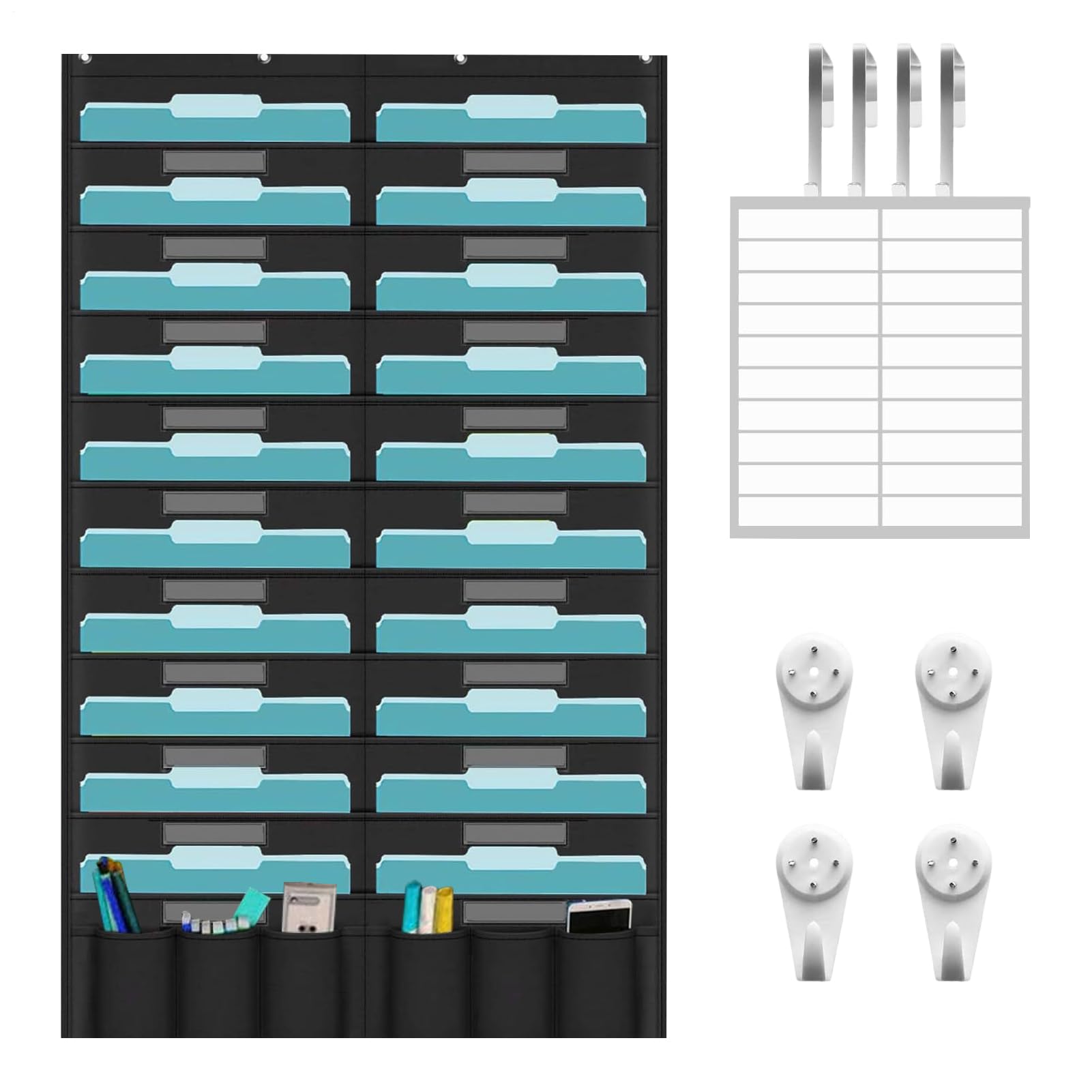 Organiseur mural de fichiers à 20 poches pour dossiers et lettres de bureau