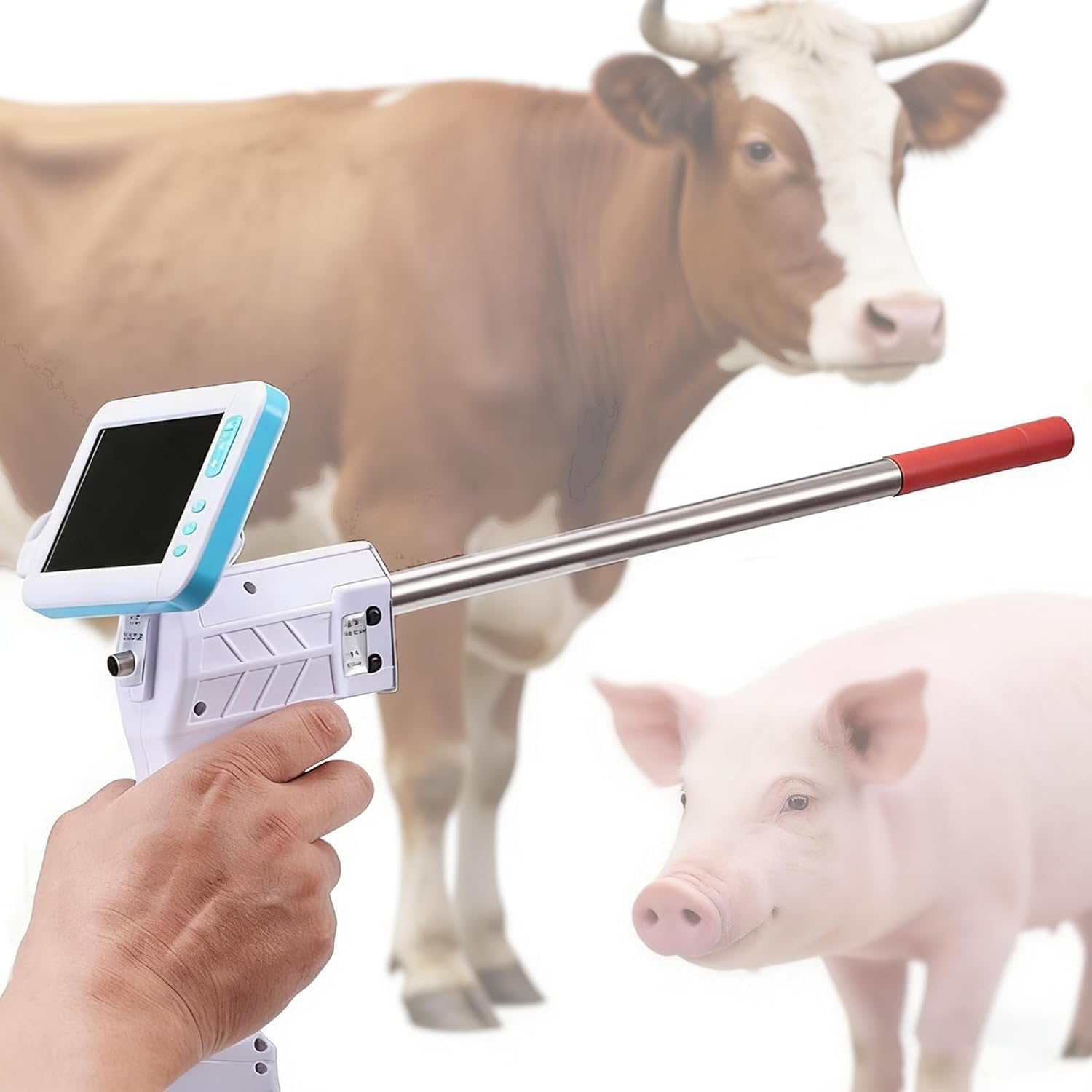 Pistolet do sztucznego inseminacji zwierząt gospodarskich z obrotowym wyświetlaczem HD, wizualne urządzenie do hodowli bydła hodowlanego dla zwierząt domowych, świni, zestaw weterynaryjny z filmem