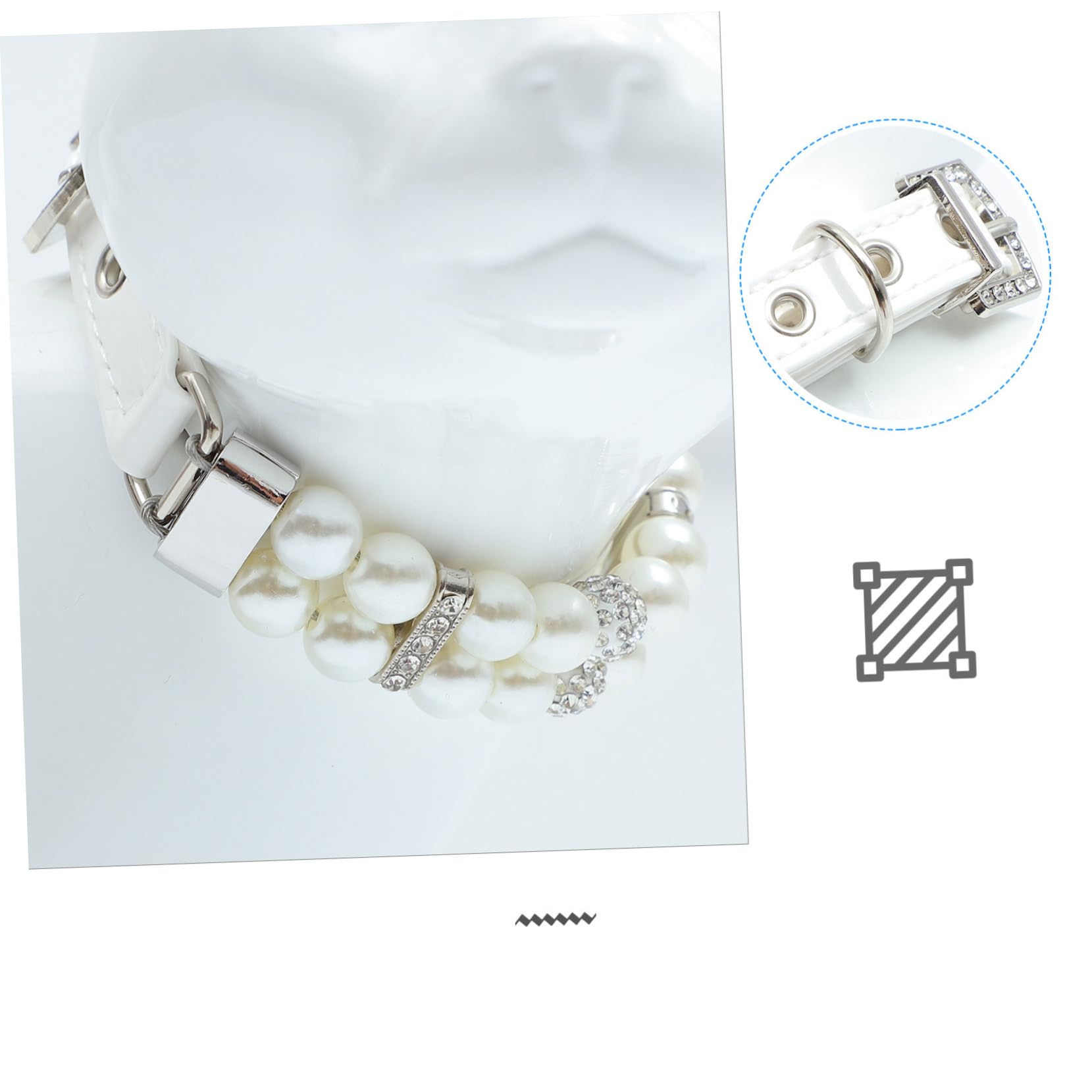 Hundeleine Halsband mit Perlen, 2 Stück, Pu Leder, Weiß | Welpen und Hunde, Flexibel und Verstellbar, Süßes Design, Leicht und Auszuziehen
