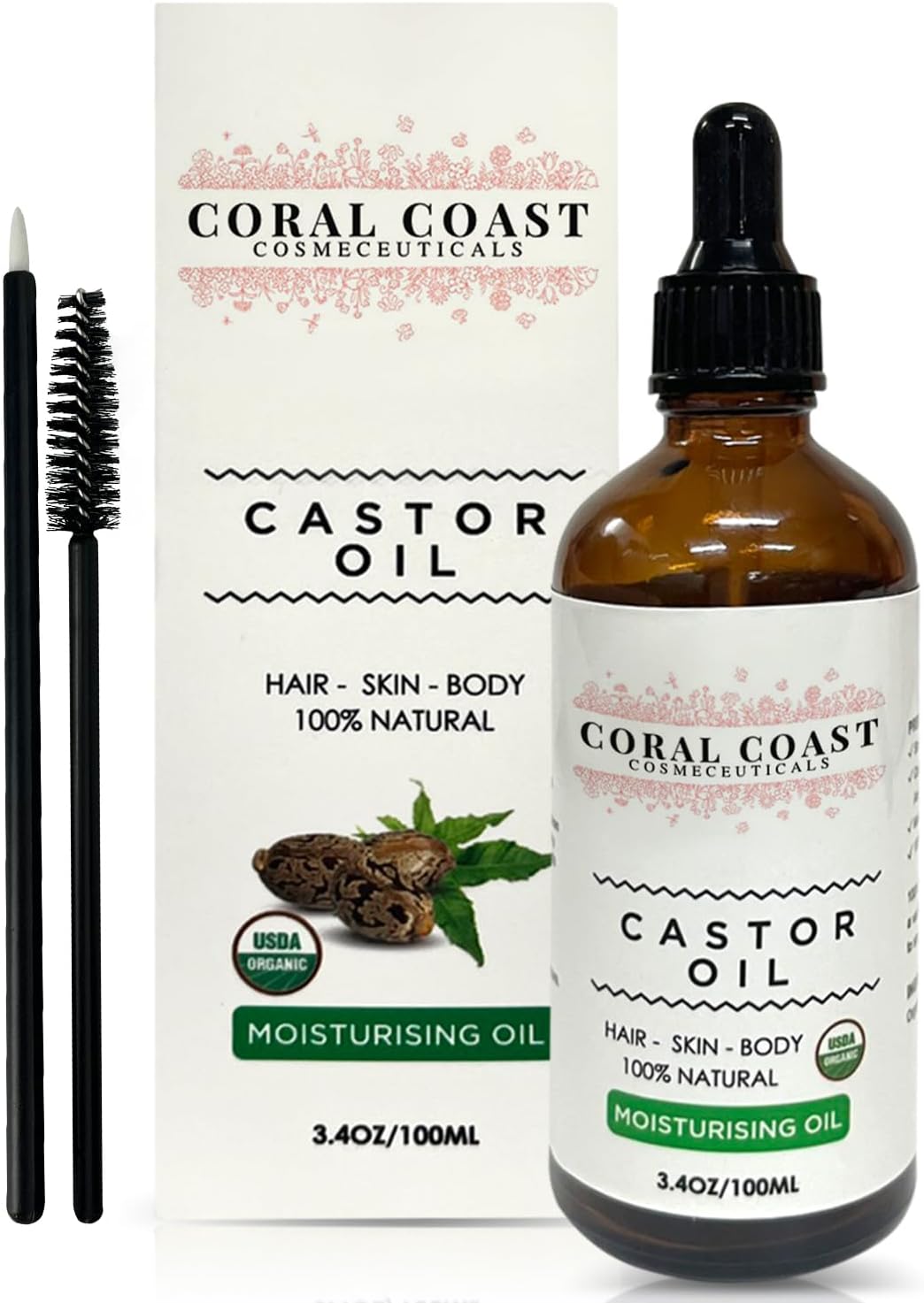 Organic Castor Oil Hexane Free Pure Cold Pressed Hair Oil Lash