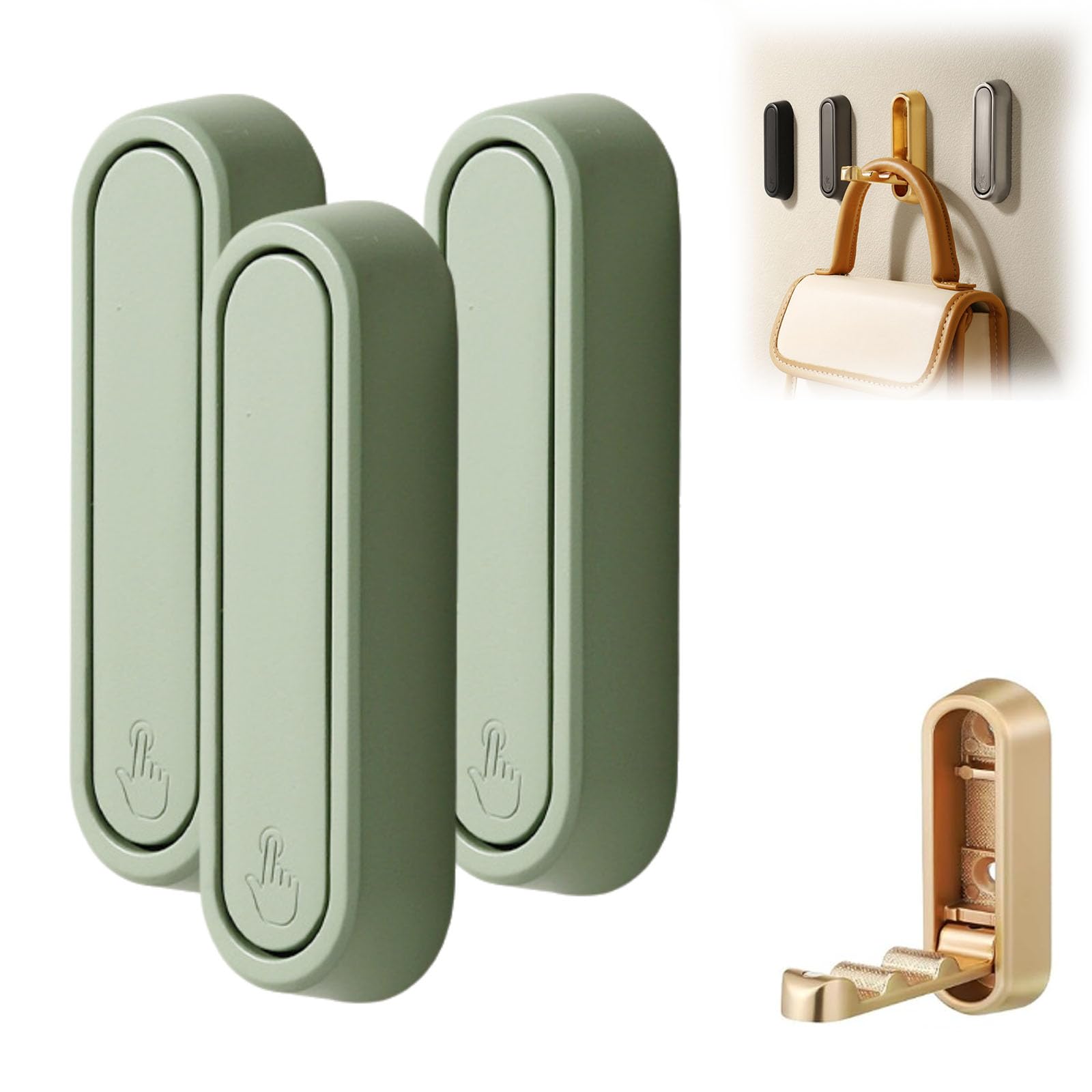 Folding Coat Hooks, 2/3/4 PCS Folding Coat Hooks Wall Mounted, for Wall Hanging Coats Bag, Towel, Key (3, Copper)