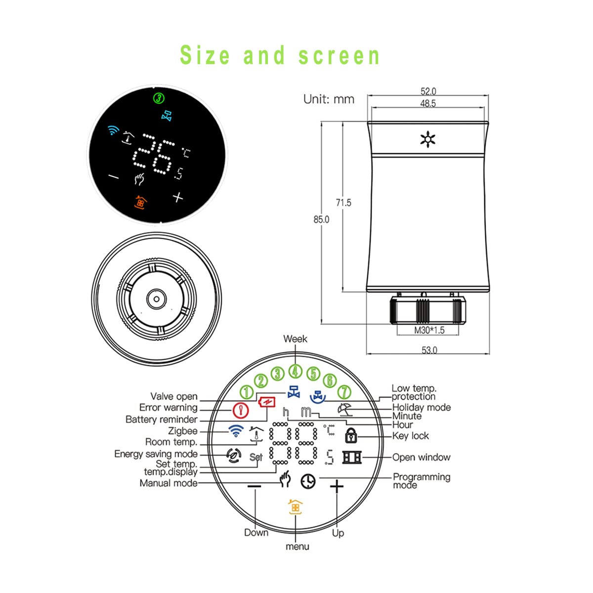 Válvula termostática inteligente Zigbee para radiador, compatible con control remoto por aplicación Smart Life, control de voz por Alexa Google Home