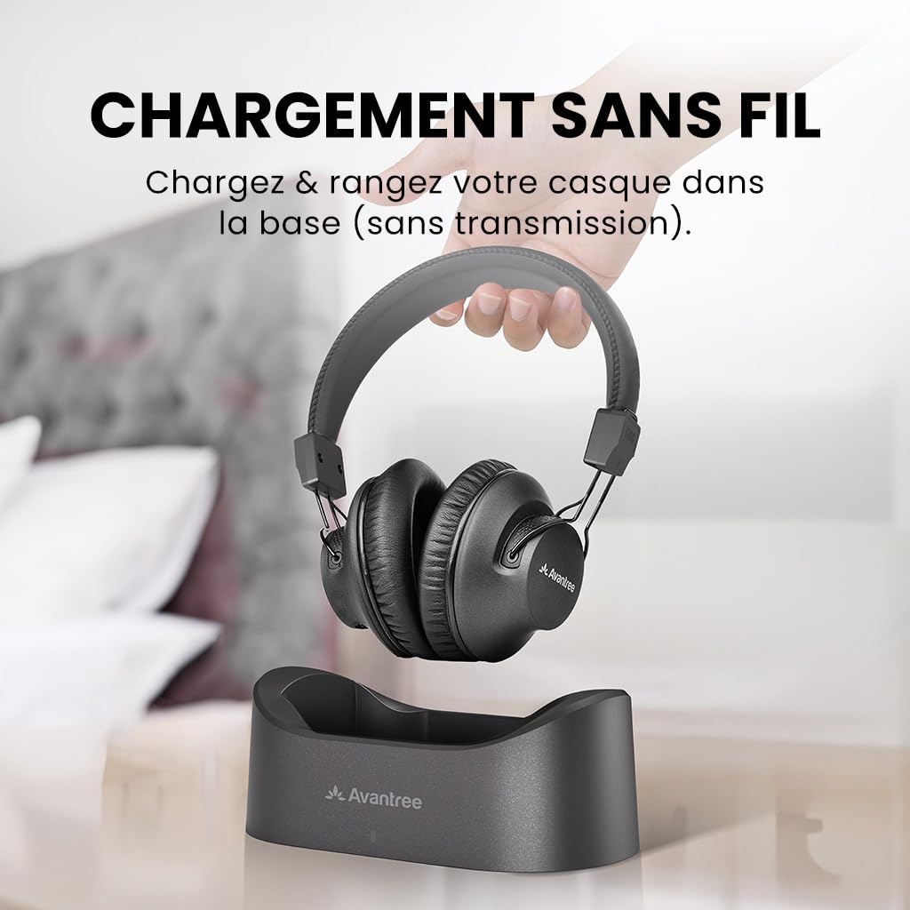 Avantree Audition 3 – Casque Bluetooth 5.3 Over-Ear avec Base
