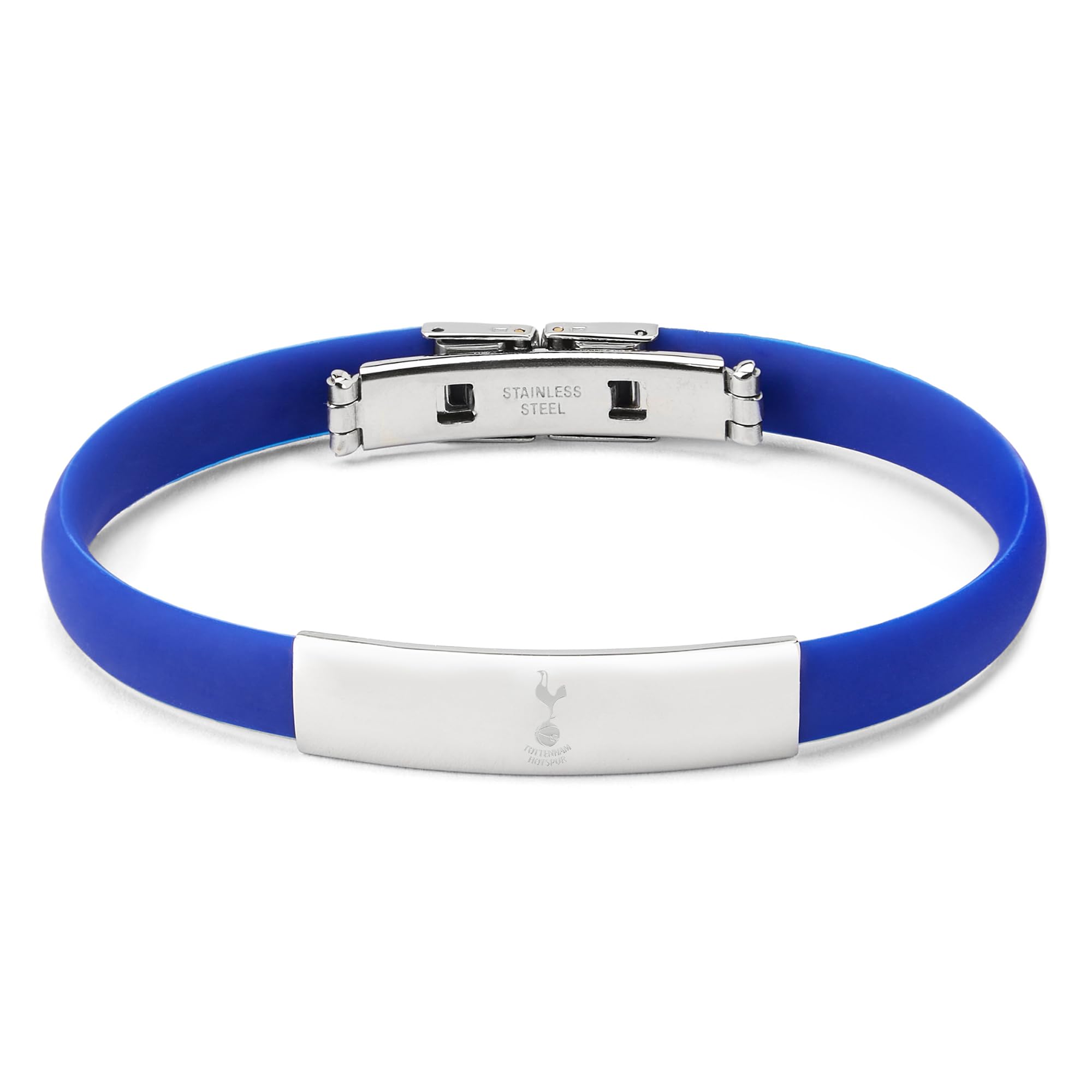 The Gift Scholars Official Club Merchandise Tottenham Hotspur FC Crest Bracelet, Stainless Steel and Silicone Band, Official Spurs Merchandise