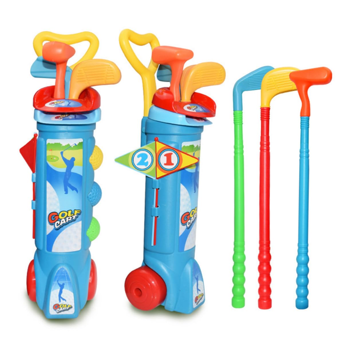 NAMOARLY 1Set Parent Golf Practice for Indoor and Outdoor Sports Includes Balls Clubs Bases Flags Random Color Activity for Adults