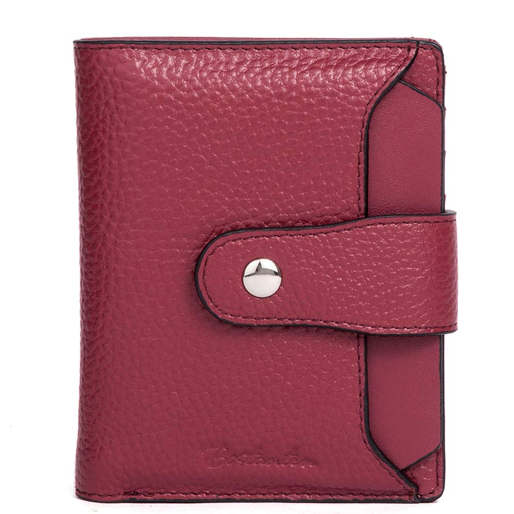 BOSTANTEN Women Leather Wallet RFID Blocking Small Bifold Zipper Pocket Wallet Card Case Purse with ID Window