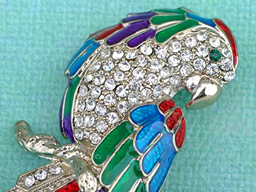 Image of Alilang Golden Tone Sparkly Clear Rhinestones Colorful Enamel Parrot Brooch and Earrings Fashion Jewelry Set