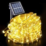 32.8 ft Solar-Powered Outdoor Flashing String Light Tube Design Outdoor String Lights for Pool Wedding Christmas Yard Pathway Decoration (Warm Light)