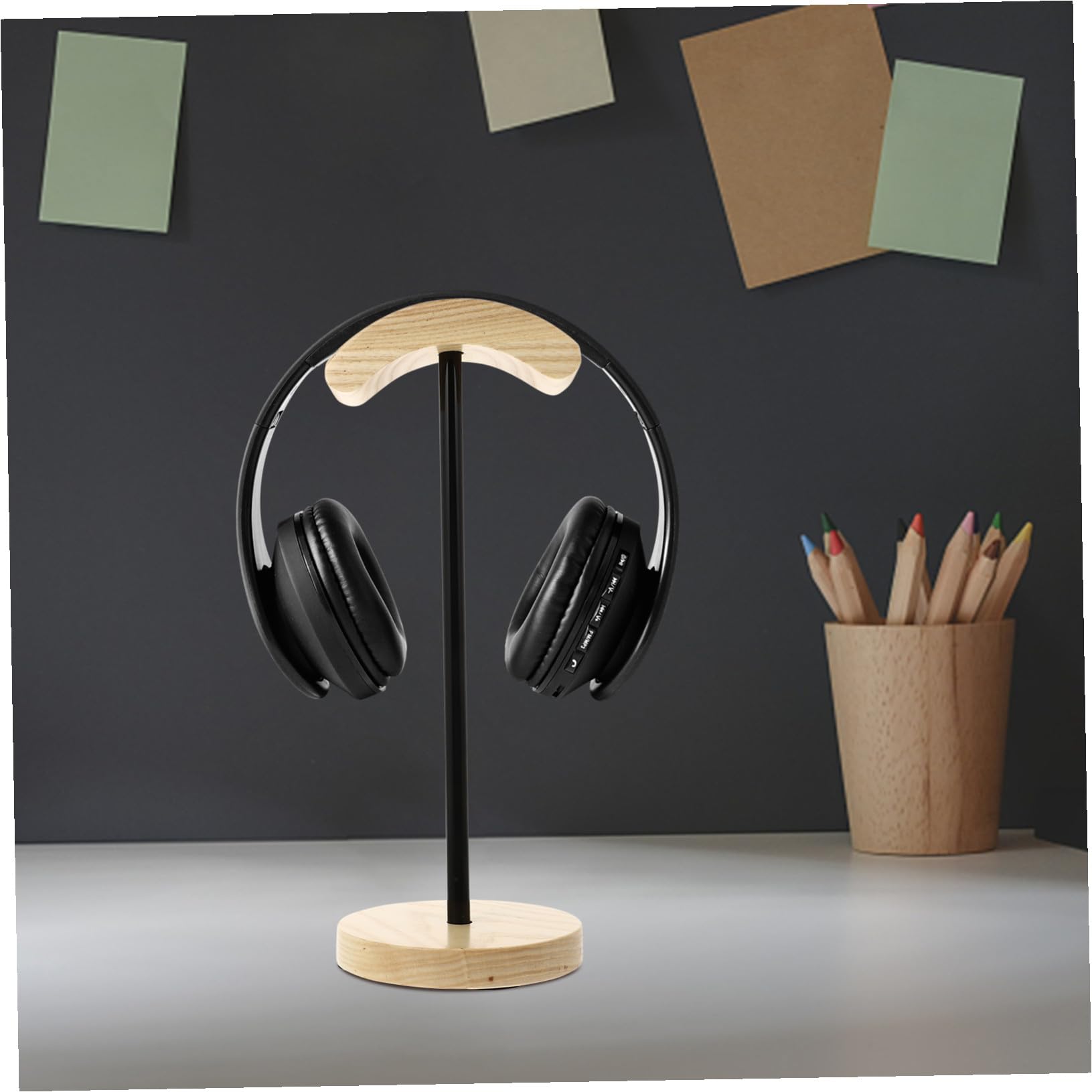 SHINEOFI Soporte para Auriculares de Madera Soporte para Gaming Diseño de Gancho Arqueado Base Estable para Escritorio para Hogar y Tiendas