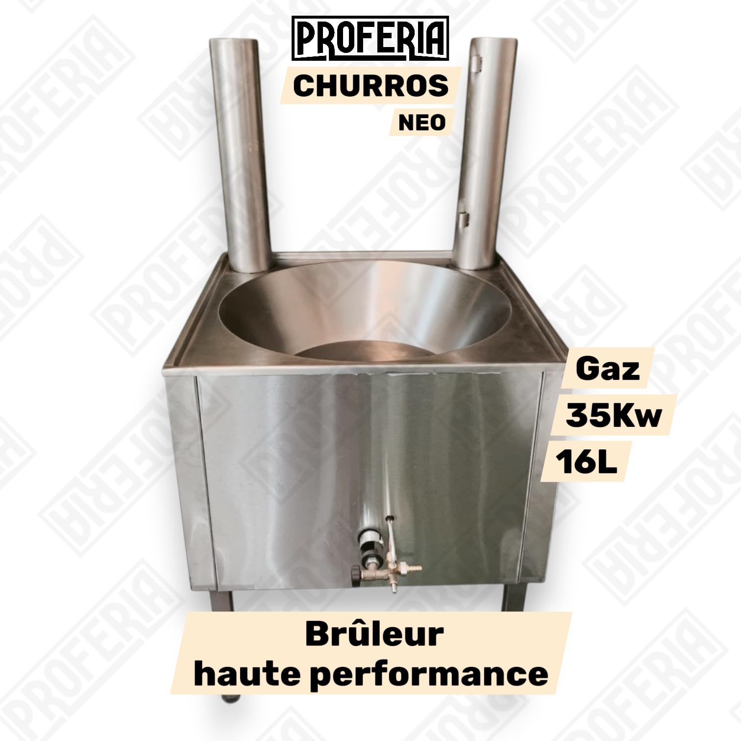 FRITEUSE À CHURROS PROFESSIONNELLE AU GAZ – 16L – 35KW – PROFERIA