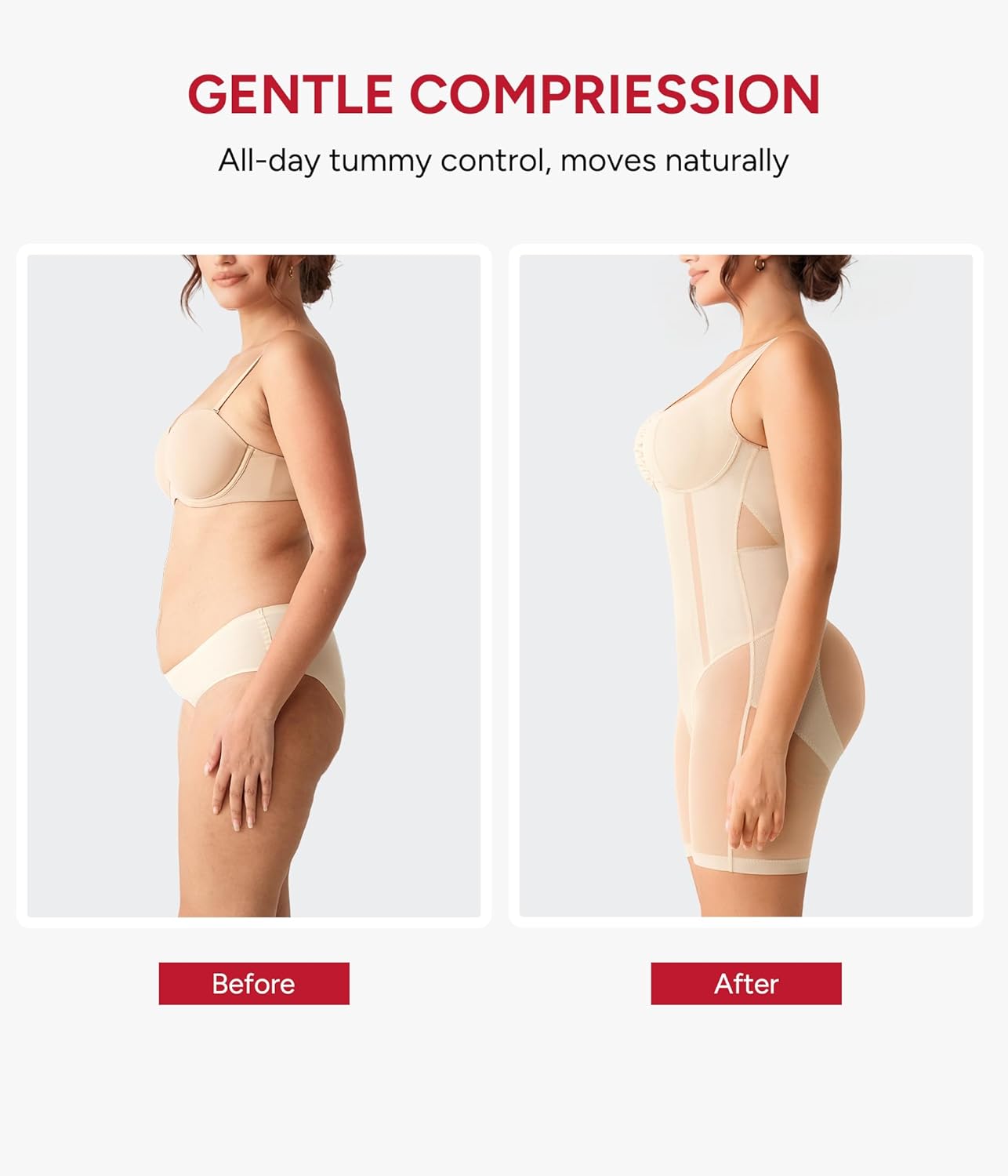 Nebility Women's Shapewear Bodysuit - V Neck Full Body Shapewear Faja Body Shaper Tummy Control Body Suit Butt Lifter - Image 5