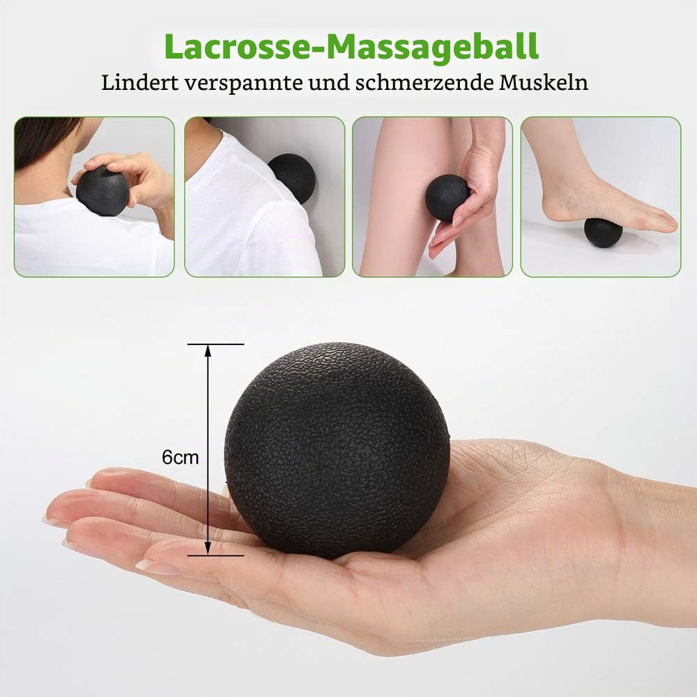 Odoland Faszienrolle Faszien Set 5 in 1 mit Foam Roller (45 x 14cm) Schaumstoffrolle Massageroller Stab Massagebälle für Faszientraining von Muskeln und Entlastung Muskelkate