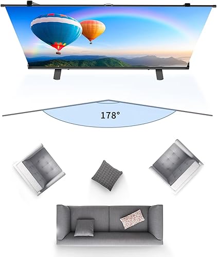 Miniatura 5 de Pantalla de proyector portátil ALR manual, pantalla de proyector de 100 pulgadas para exteriores Ángulo de visión de 178  Pantalla de película