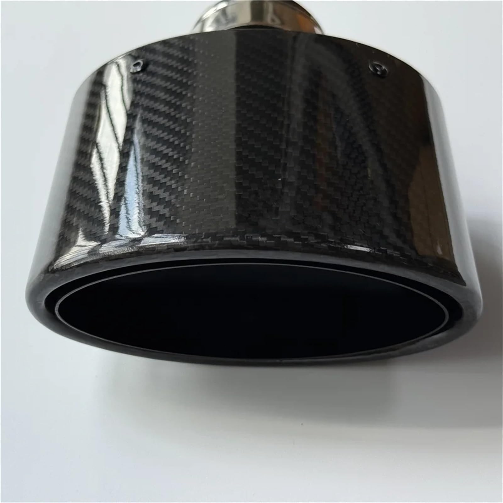 Tubo Scarico Auto 1 pezzo 105/115/130/150 Mm Uscita Auto Ugello Ovale In Fibra Di Carbonio Lucido Universale Nero Acciaio Inox Tubo Di Scarico Marmitta Parte Modificata(ID 51MM-OD 130MM)