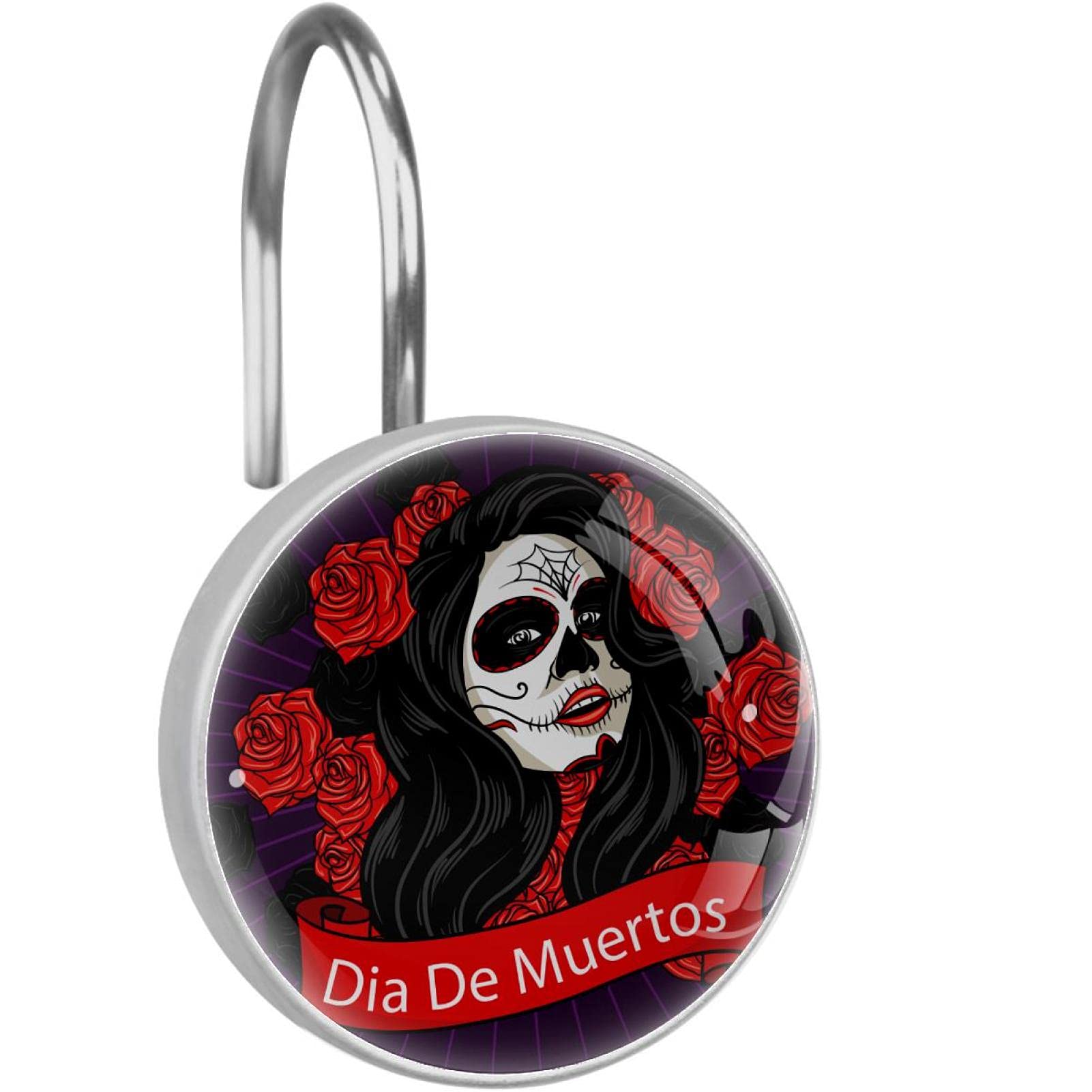 12 Crochets rideau de douche inox Dia de Muertos