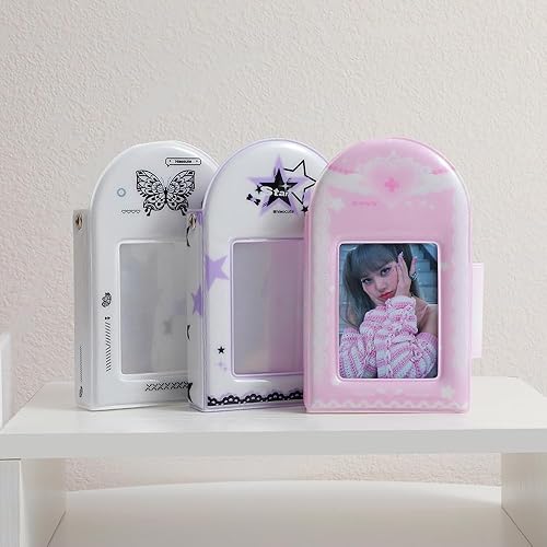 Miniatura 2 de Soporte para tarjetas de identificación kawaii, material escolar, soporte estético de identificación Y2K para mujeres, plegable (3)