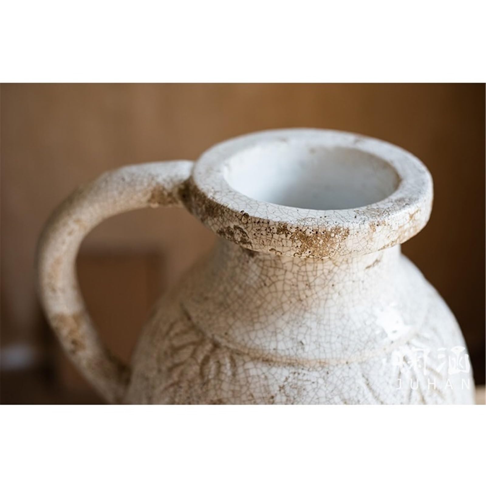 wazon z kwiatami Duże rustykalne ceramiczne wazony z dzbankiem 42,5 cm z wytłoczonym wzorem Stół jadalny