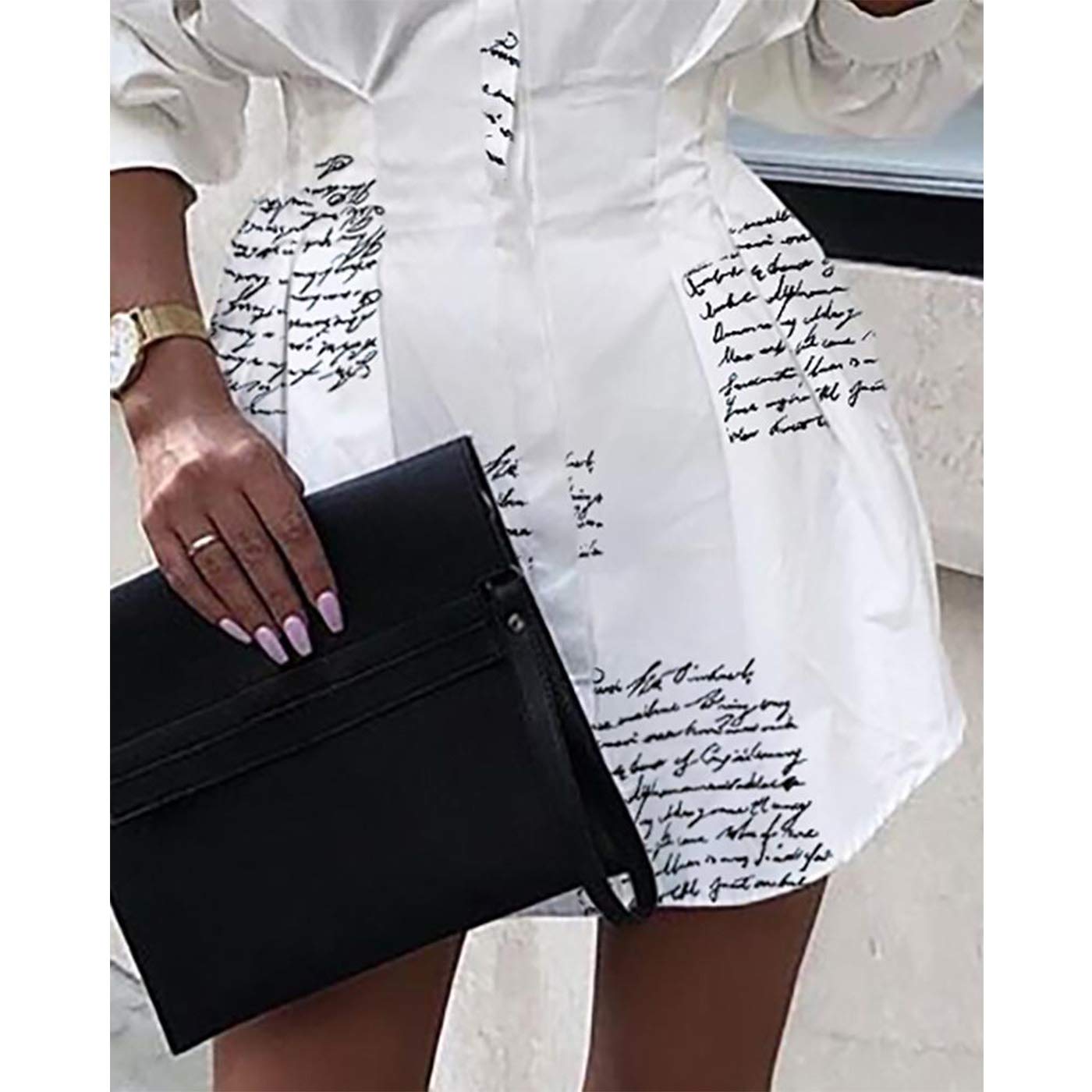 Sexy Mini Shirt Dress for Women - Casual Button Down Blouse Long Sleeve V Neck Belted Shirts Blouse Top Short Dress