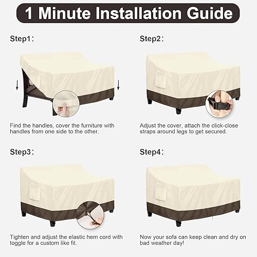 Vista 7 de PureFit Funda impermeable para sofá de exterior, funda para muebles de sofá de patio, funda de sofá biplaza de 2 plazas con ventilación de aire