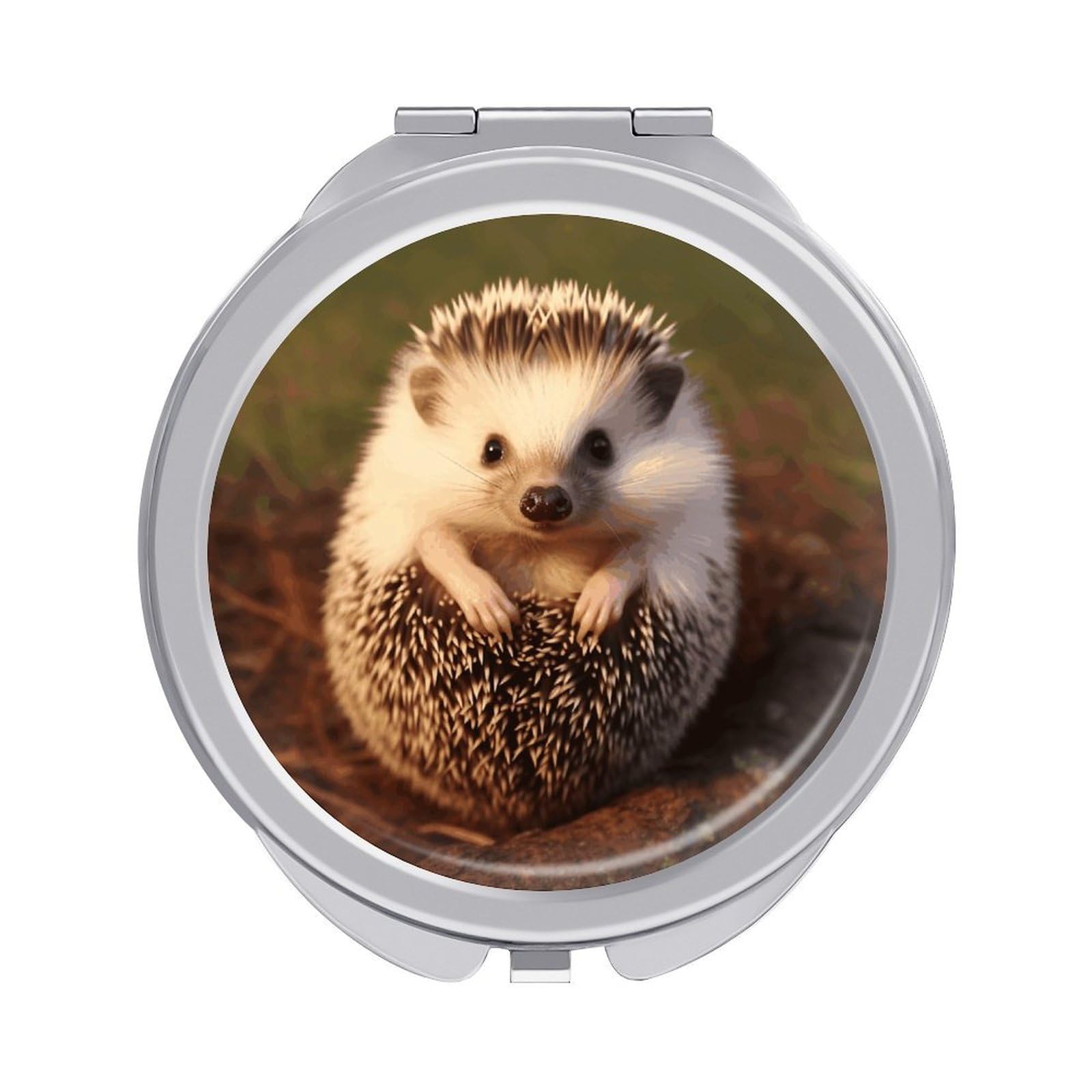 VstaDank Hedgehog Travel Makeup Mirrors Exquisite Double-Sided 2X/1X Magnifying Folding Pocket Mirror Portable Round Handheld Mirror Mini Compact Mirrors for Outdoor Home