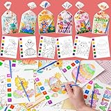 Rotu Easter Basket Stuffers Essentials 30 Packs(270Pcs) Mess Free Watercolor Coloring Books with Easter Cards for Kids, Easter Classroom Gifts for Kids Crafts Games Party Favors for Kids