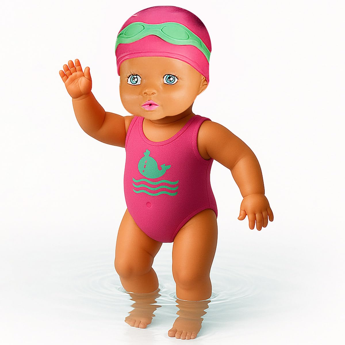 koolbitz Baby Wind Up Swimming Doll - 6 Inch, Floating Water Doll with Moving Arms & Legs Bath & Pool Toy, Easy Wind-Up Waterproof Mechanism for Bathtime Play Fun Gift