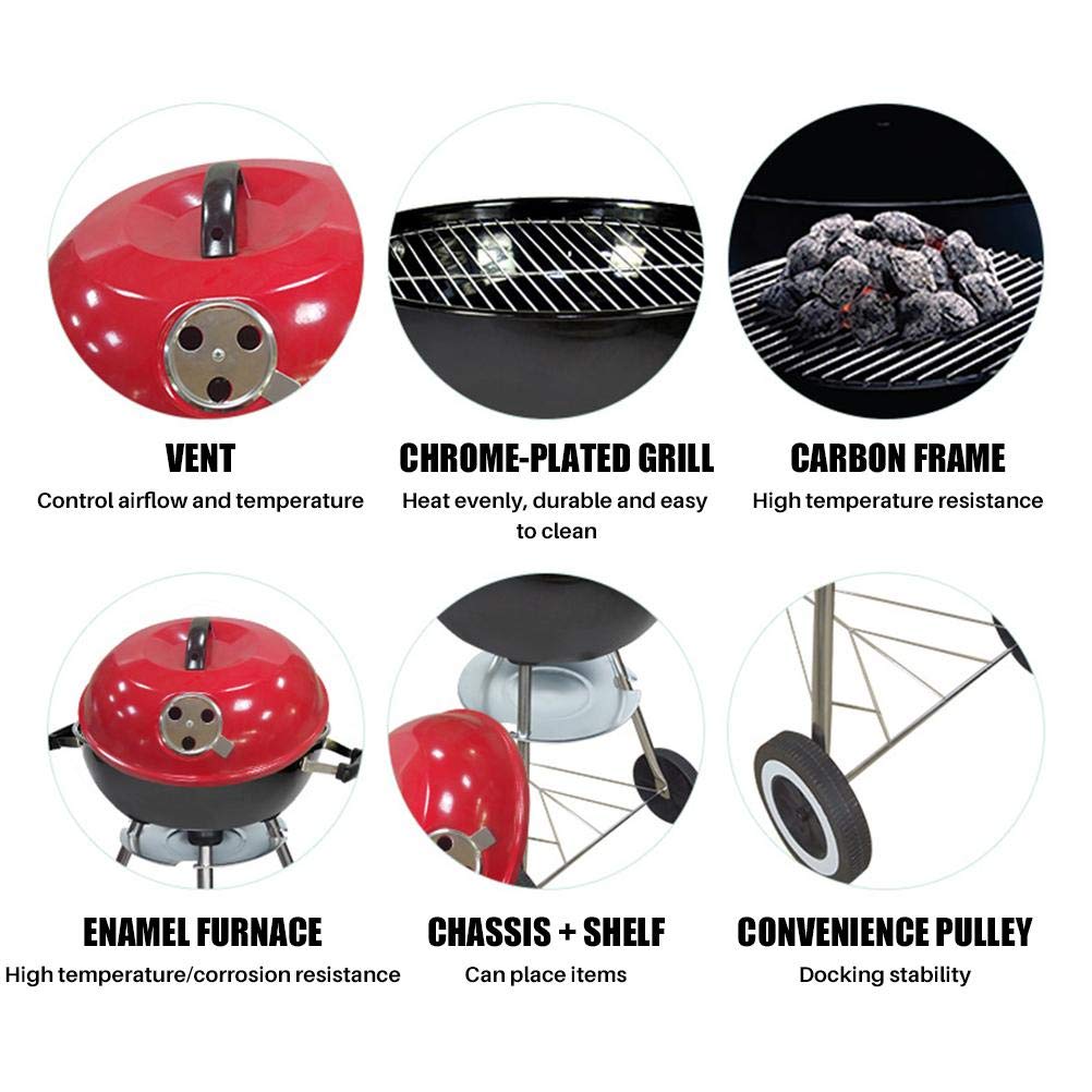 grill Grill grill Domowy grill węglowy Zewnętrzny przenośny mini stojak na grilla Mały okrągły grill z pokrywką Grill grill zewnętrzny (kolor: 2)