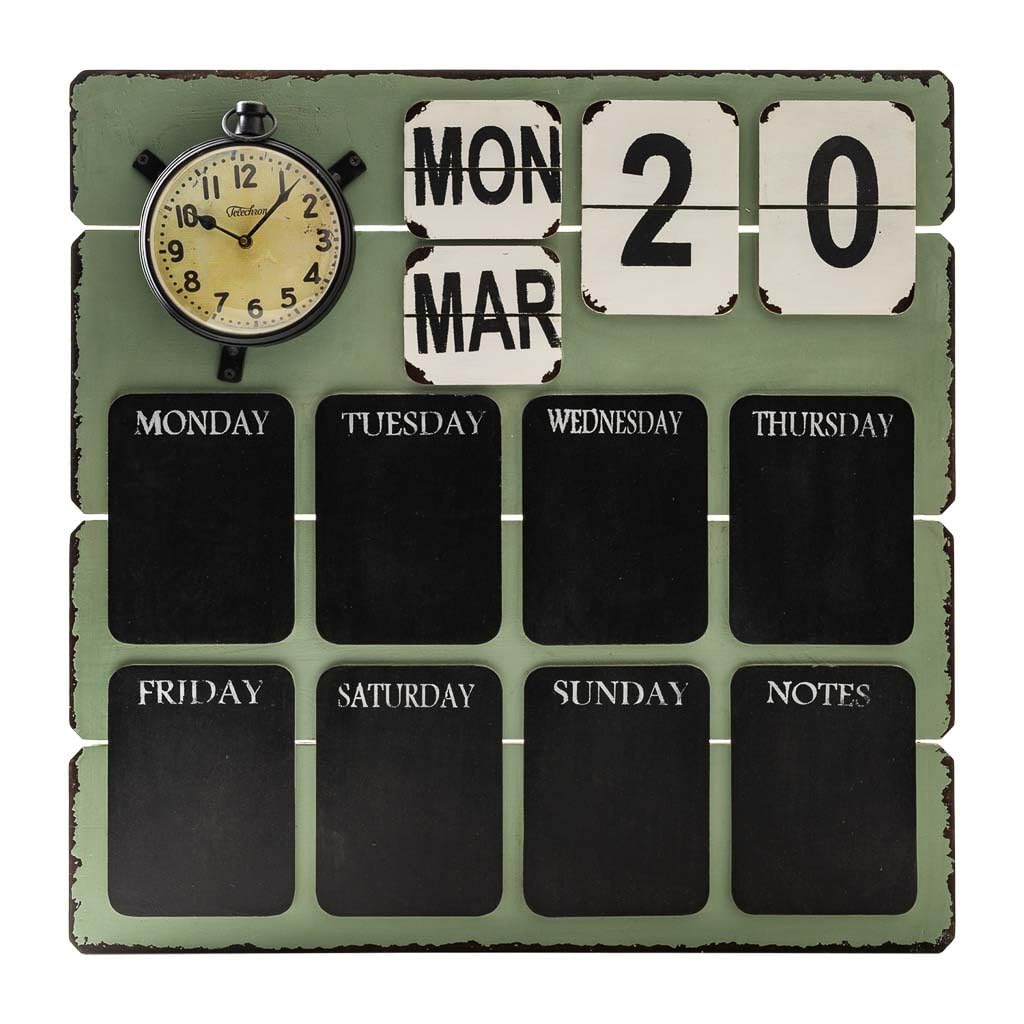WANDERLUST DECO Tabla Calendario Verde 70x70x7
