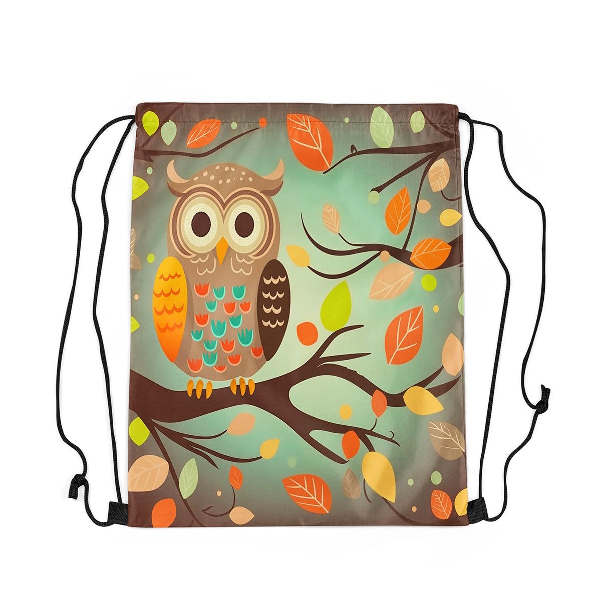 Loussiesd Owl Gym String Bag Animal Theme Drawstring Backpack 40x33cm Wild Animal Sports Drawstring Sackpack Cartoon Drawstring Bags