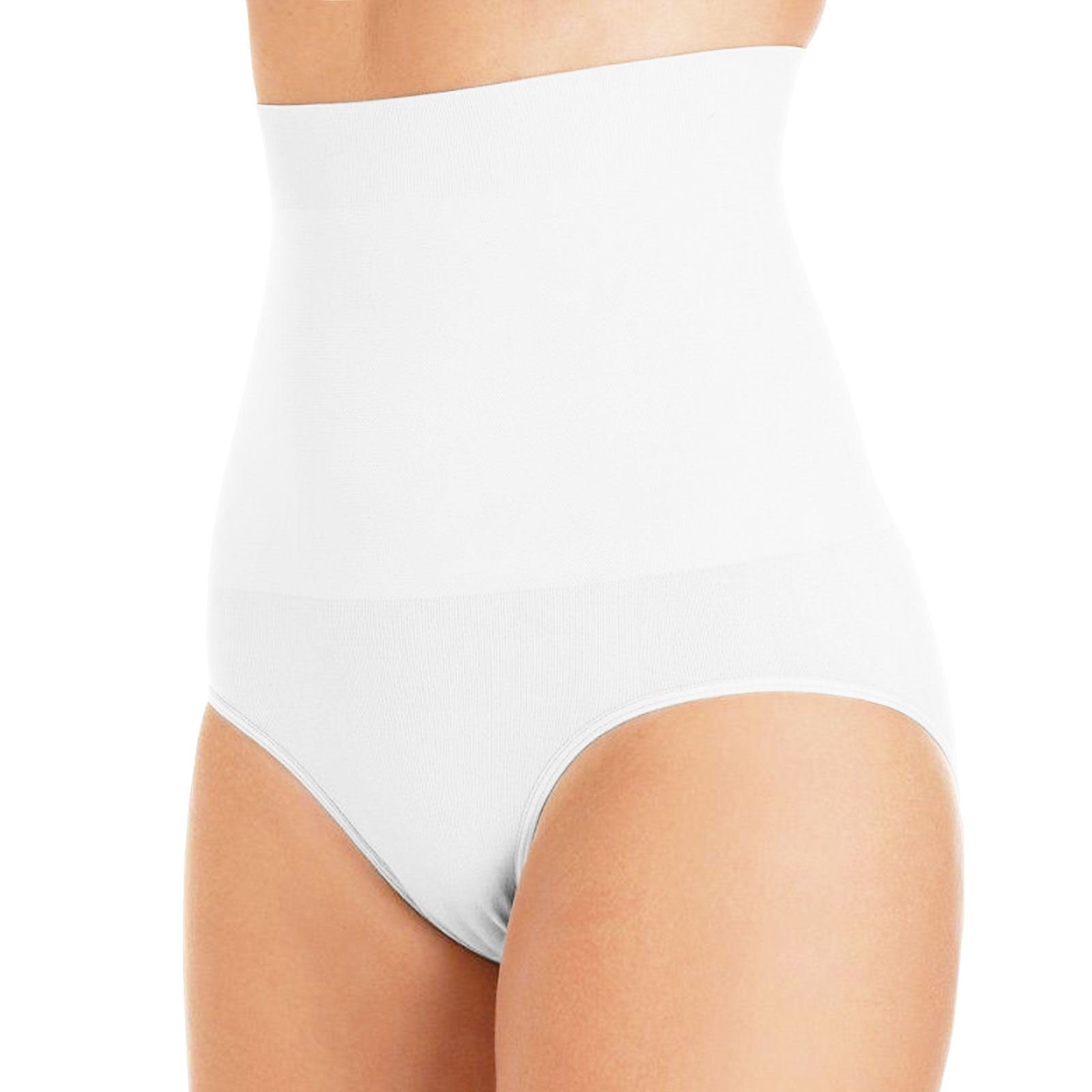 Knwer Clothing Women's White Seam Free High Waist Slimming Control Brief Tummy Tuck Bum Lift Shapewear[,Large]