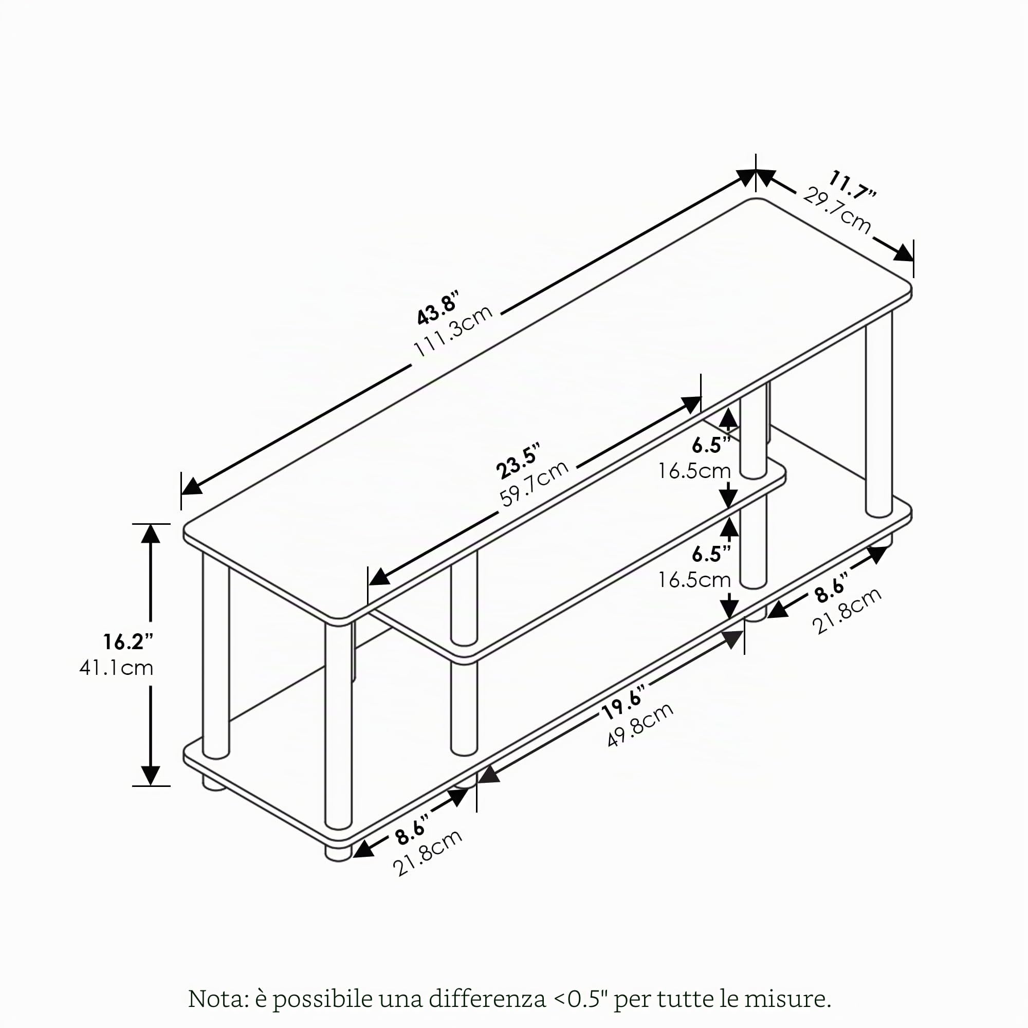 Furinno Supporti TV di Intrattenimento a 3 Livelli, Oak/White, 140 cm