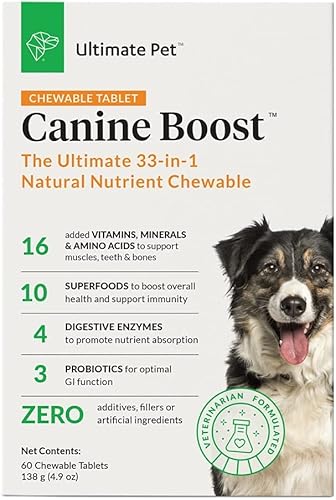 Ultimate Pet Canine Boost Ultimate 33 en 1 - Potenciador de comida natural para perros tabletas de cama